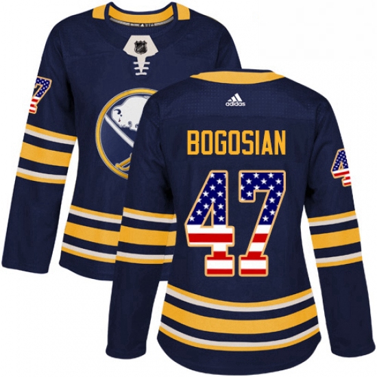 Womens Adidas Buffalo Sabres 47 Zach Bogosian Authentic Navy Blue USA Flag Fashion NHL Jersey