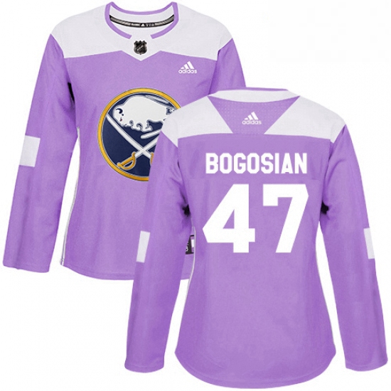 Womens Adidas Buffalo Sabres 47 Zach Bogosian Authentic Purple Fights Cancer Practice NHL Jersey