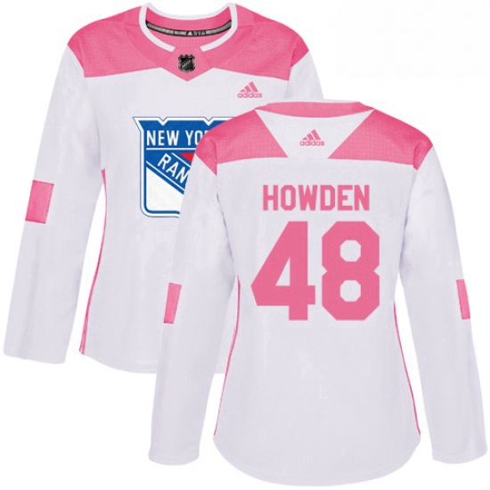 Womens Adidas New York Rangers 48 Brett Howden Authentic White Pink Fashion NHL Jersey