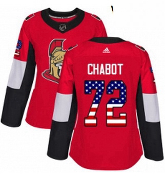 Womens Adidas Ottawa Senators 72 Thomas Chabot Authentic Red USA Flag Fashion NHL Jersey