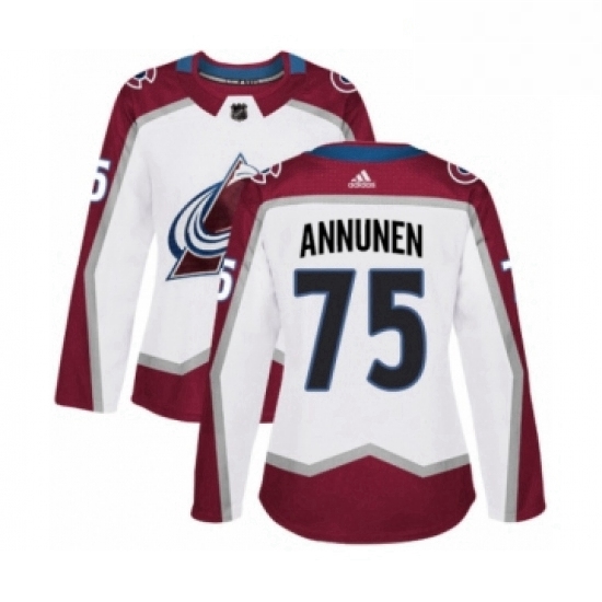 Womens Adidas Colorado Avalanche 75 Justus Annunen Authentic White Away NHL Jersey