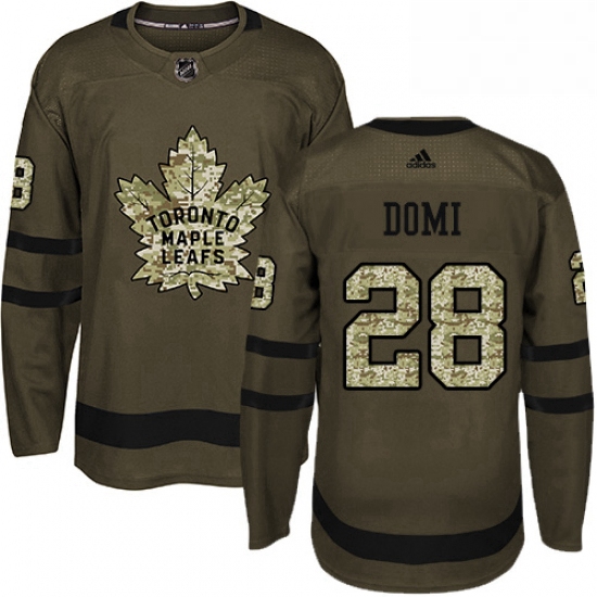 Youth Adidas Toronto Maple Leafs 28 Tie Domi Authentic Green Salute to Service NHL Jersey