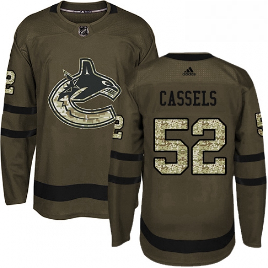 Youth Adidas Vancouver Canucks 52 Cole Cassels Authentic Green Salute to Service NHL Jersey