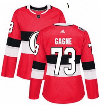 Womens Adidas Ottawa Senators 73 Gabriel Gagne Authentic Red 2017 100 Classic NHL Jersey