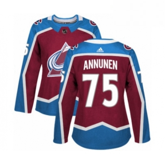 Womens Adidas Colorado Avalanche 75 Justus Annunen Premier Burgundy Red Home NHL Jersey