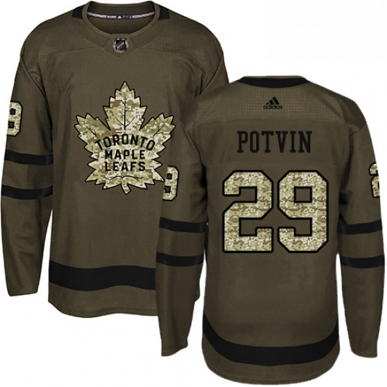 Youth Adidas Toronto Maple Leafs 29 Felix Potvin Authentic Green Salute to Service NHL Jersey