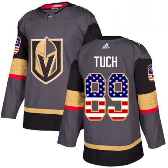 Youth Adidas Vegas Golden Knights 89 Alex Tuch Authentic Gray USA Flag Fashion NHL Jersey