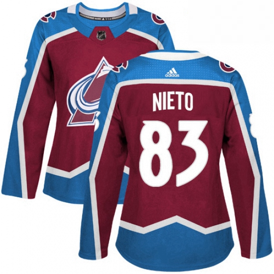 Womens Adidas Colorado Avalanche 83 Matt Nieto Authentic Burgundy Red Home NHL Jersey