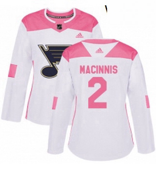 Womens Adidas St Louis Blues 2 Al Macinnis Authentic WhitePink Fashion NHL Jersey