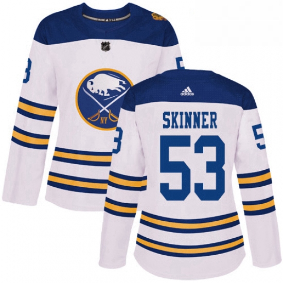 Womens Adidas Buffalo Sabres 53 Jeff Skinner White Authentic 2018 Winter Classic Stitched NHL Jersey