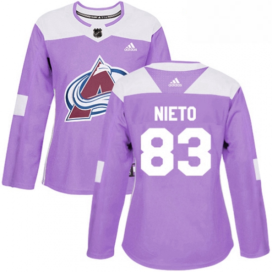 Womens Adidas Colorado Avalanche 83 Matt Nieto Authentic Purple Fights Cancer Practice NHL Jersey