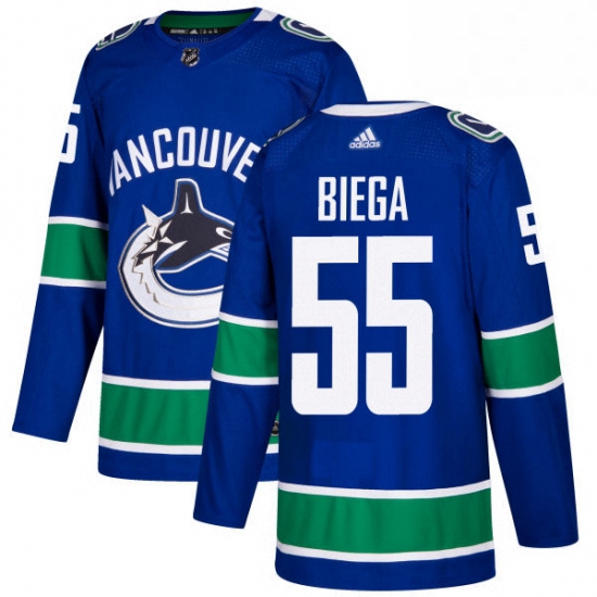 Youth Adidas Vancouver Canucks 55 Alex Biega Premier Blue Home NHL Jersey