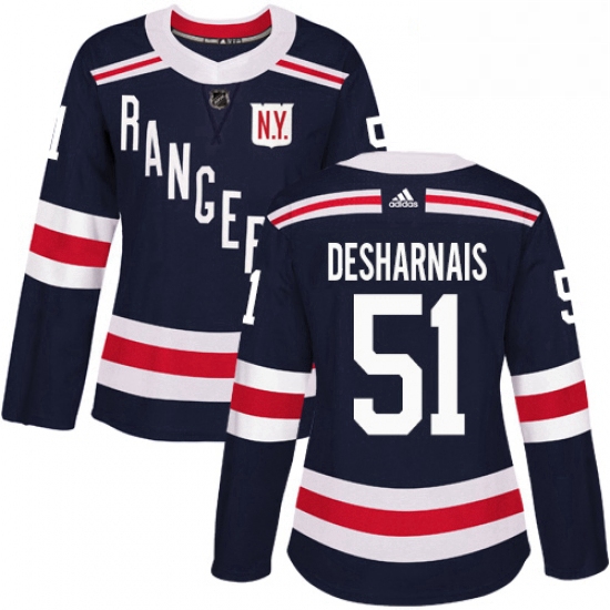 Womens Adidas New York Rangers 51 David Desharnais Authentic Navy Blue 2018 Winter Classic NHL Jerse