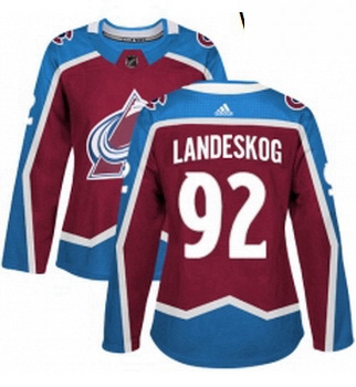 Womens Adidas Colorado Avalanche 92 Gabriel Landeskog Authentic Burgundy Red Home NHL Jersey