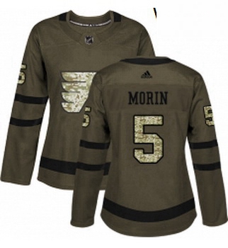 Womens Adidas Philadelphia Flyers 5 Samuel Morin Authentic Green Salute to Service NHL Jersey