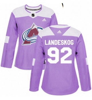 Womens Adidas Colorado Avalanche 92 Gabriel Landeskog Authentic Purple Fights Cancer Practice NHL Je