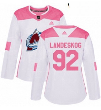 Womens Adidas Colorado Avalanche 92 Gabriel Landeskog Authentic WhitePink Fashion NHL Jersey