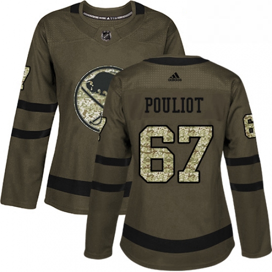 Womens Adidas Buffalo Sabres 67 Benoit Pouliot Authentic Green Salute to Service NHL Jersey