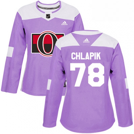 Womens Adidas Ottawa Senators 78 Filip Chlapik Authentic Purple Fights Cancer Practice NHL Jersey