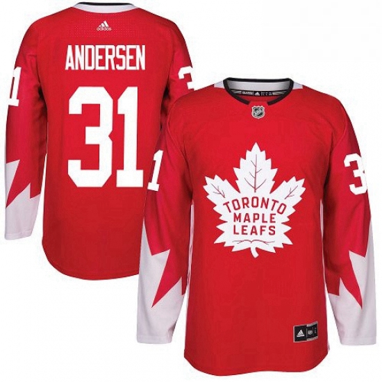 Youth Adidas Toronto Maple Leafs 31 Frederik Andersen Authentic Red Alternate NHL Jersey