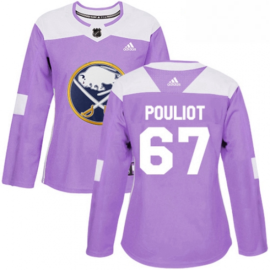 Womens Adidas Buffalo Sabres 67 Benoit Pouliot Authentic Purple Fights Cancer Practice NHL Jersey