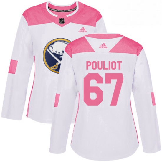 Womens Adidas Buffalo Sabres 67 Benoit Pouliot Authentic WhitePink Fashion NHL Jersey