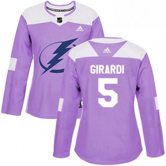 Womens Adidas Tampa Bay Lightning 5 Dan Girardi Authentic Purple Fights Cancer Practice NHL Jersey