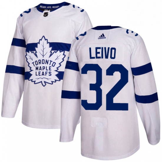 Youth Adidas Toronto Maple Leafs 32 Josh Leivo Authentic White 2018 Stadium Series NHL Jersey