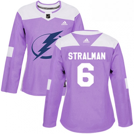 Womens Adidas Tampa Bay Lightning 6 Anton Stralman Authentic Purple Fights Cancer Practice NHL Jerse