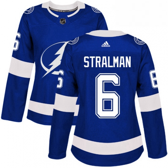 Womens Adidas Tampa Bay Lightning 6 Anton Stralman Authentic Royal Blue Home NHL Jersey