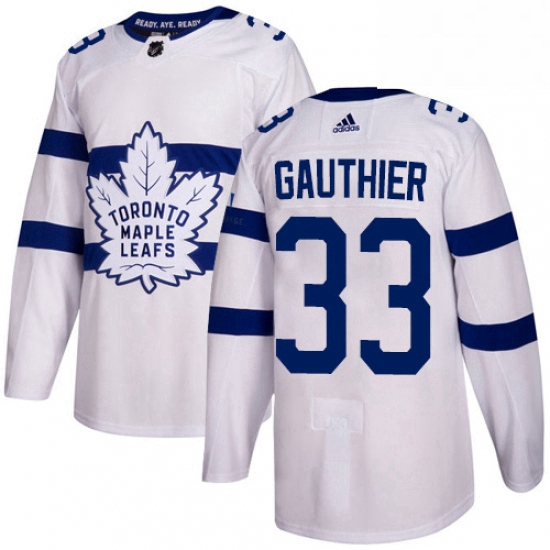 Youth Adidas Toronto Maple Leafs 33 Frederik Gauthier Authentic White 2018 Stadium Series NHL Jersey