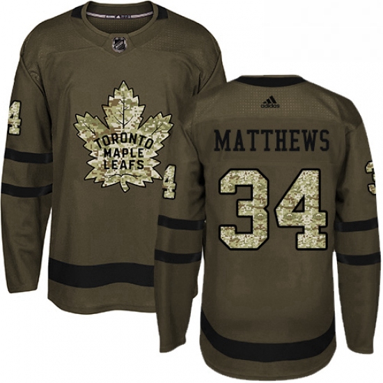 Youth Adidas Toronto Maple Leafs 34 Auston Matthews Authentic Green Salute to Service NHL Jersey