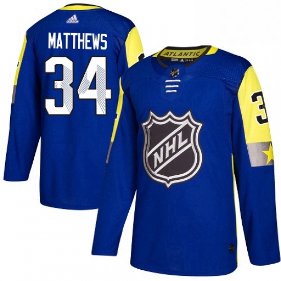 Youth Adidas Toronto Maple Leafs 34 Auston Matthews Authentic Royal Blue 2018 All Star Atlantic Divi