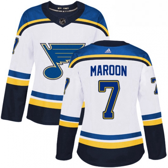 Womens Adidas St Louis Blues 7 Patrick Maroon Authentic White Away NHL Jersey