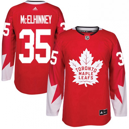 Youth Adidas Toronto Maple Leafs 35 Curtis McElhinney Authentic Red Alternate NHL Jersey