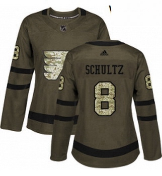 Womens Adidas Philadelphia Flyers 8 Dave Schultz Authentic Green Salute to Service NHL Jersey