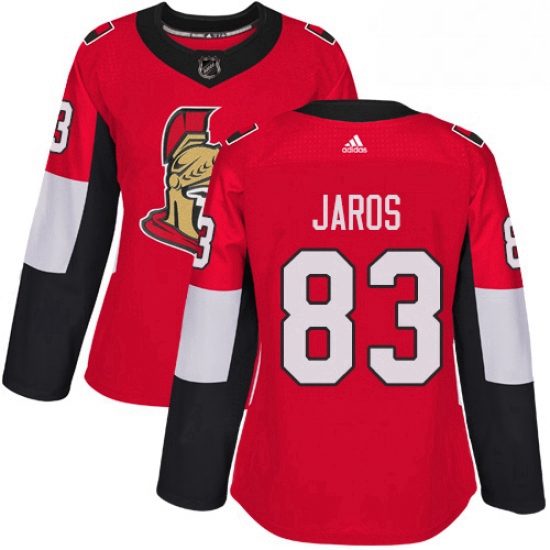 Womens Adidas Ottawa Senators 83 Christian Jaros Authentic Red Home NHL Jersey