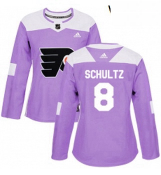 Womens Adidas Philadelphia Flyers 8 Dave Schultz Authentic Purple Fights Cancer Practice NHL Jersey