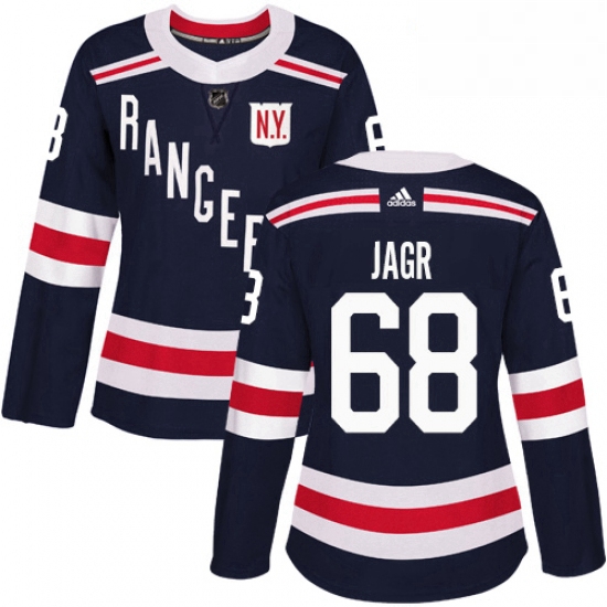 Womens Adidas New York Rangers 68 Jaromir Jagr Authentic Navy Bl
