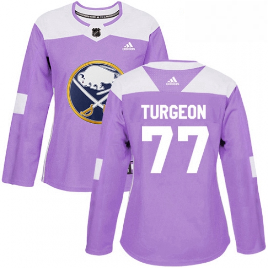 Womens Adidas Buffalo Sabres 77 Pierre Turgeon Authentic Purple 