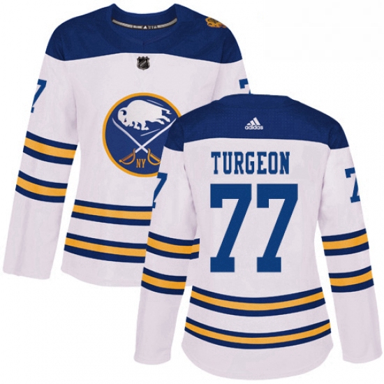 Womens Adidas Buffalo Sabres 77 Pierre Turgeon Authentic White 2