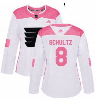 Womens Adidas Philadelphia Flyers 8 Dave Schultz Authentic WhitePink Fashion NHL Jersey