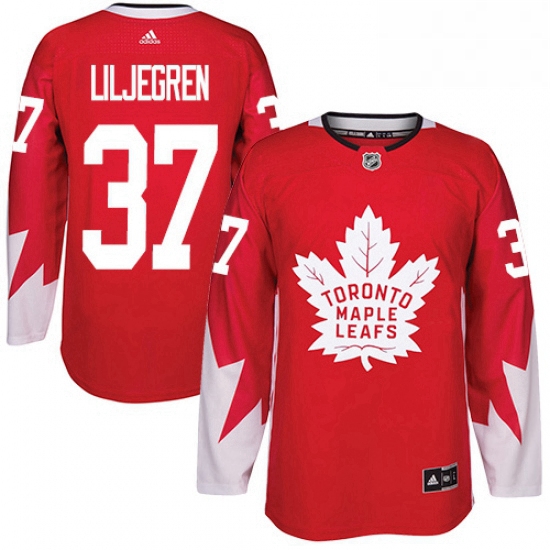 Youth Adidas Toronto Maple Leafs 37 Timothy Liljegren Authentic Red Alternate NHL Jersey