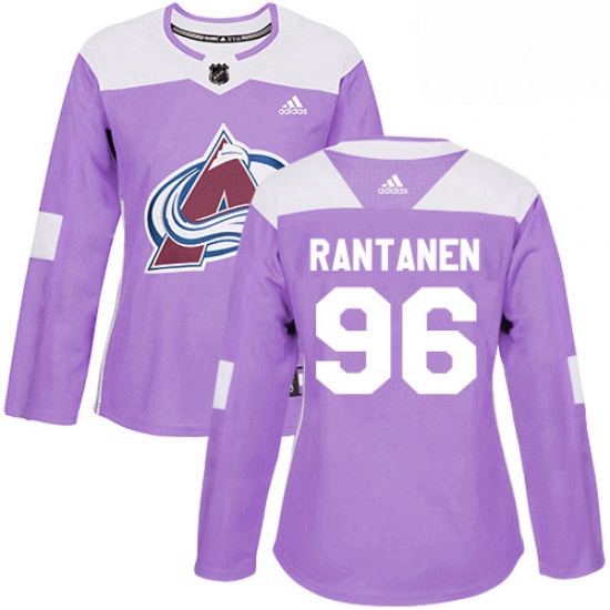 Womens Adidas Colorado Avalanche 96 Mikko Rantanen Authentic Purple Fights Cancer Practice NHL Jerse