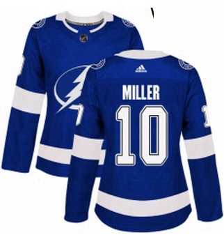 Womens Adidas Tampa Bay Lightning 10 JT Miller Authentic Royal Blue Home NHL Jersey