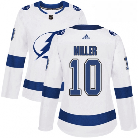 Womens Adidas Tampa Bay Lightning 10 JT Miller Authentic White Away NHL Jerse