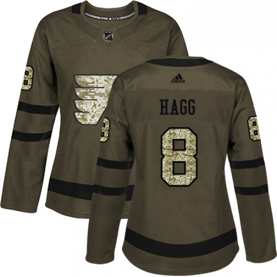 Womens Adidas Philadelphia Flyers 8 Robert Hagg Authentic Green Salute to Service NHL Jersey