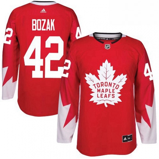 Youth Adidas Toronto Maple Leafs 42 Tyler Bozak Authentic Red Alternate NHL Jersey