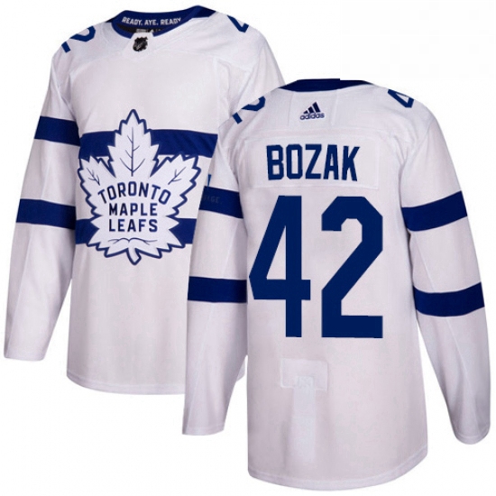 Youth Adidas Toronto Maple Leafs 42 Tyler Bozak Authentic White 