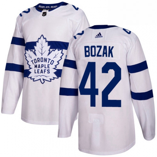 Youth Adidas Toronto Maple Leafs 42 Tyler Bozak Authentic White 2018 Stadium Series NHL Jersey